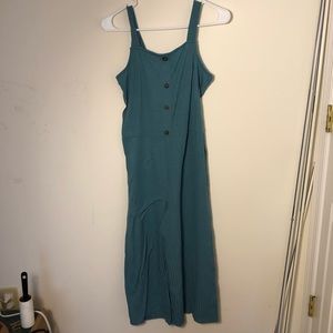 Blue ribbed cotton jumpsuit